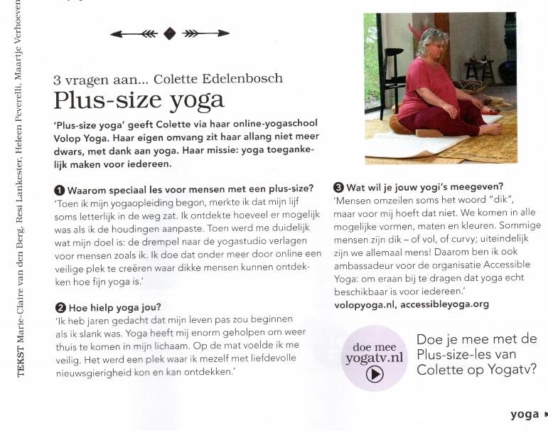 interview met Colette Edelenbosch in Yoga Magazine sept 2020