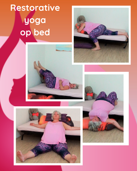 Restorative yoga op bed